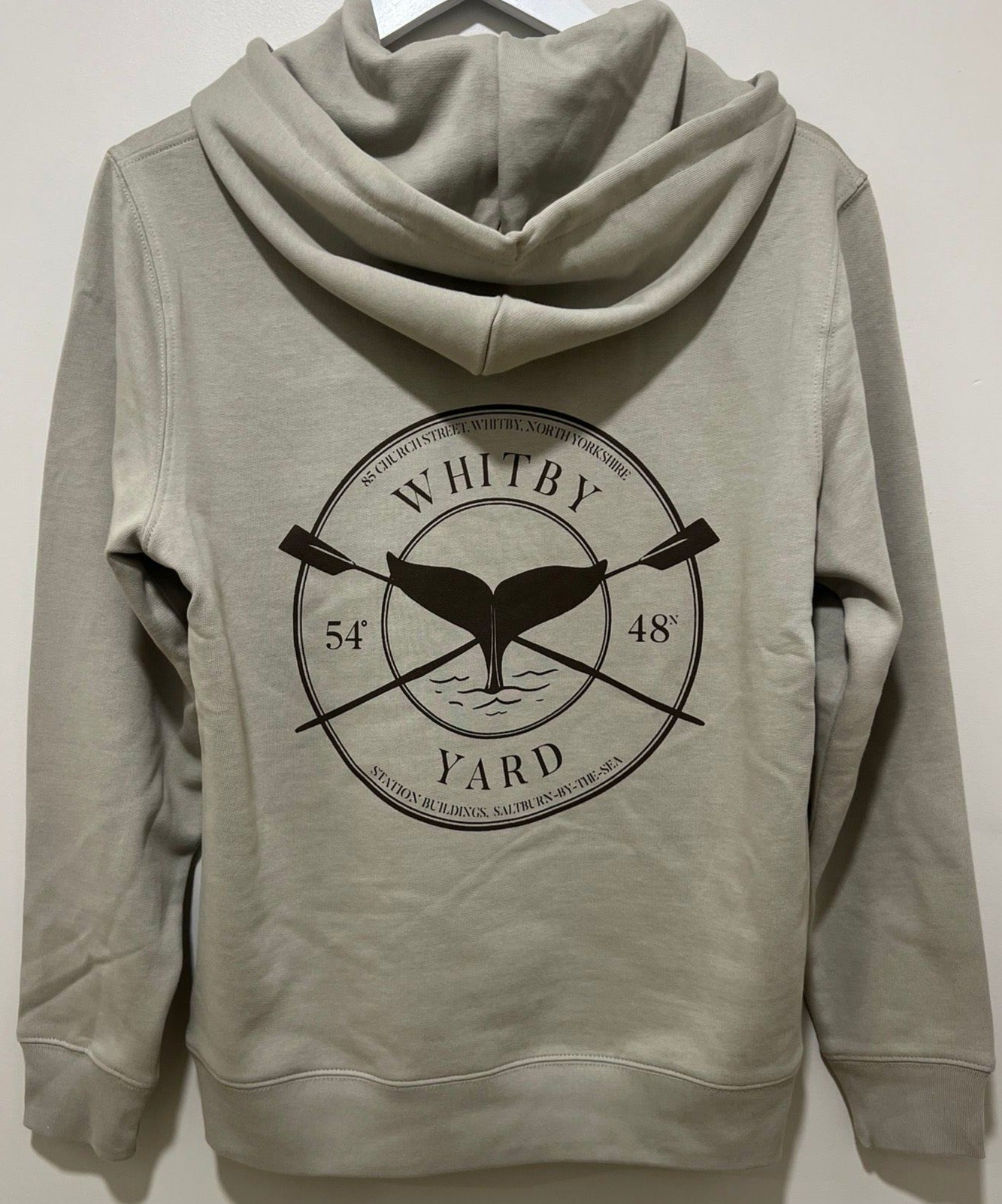 Unisex Hoodie ‘Rowing Whale’ - Stone
