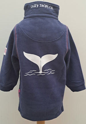 Kid’s Sweatshirt Lazy Jacks Age 1/2 ‘Whale Tail’ 1/4 Zip - (various colours)