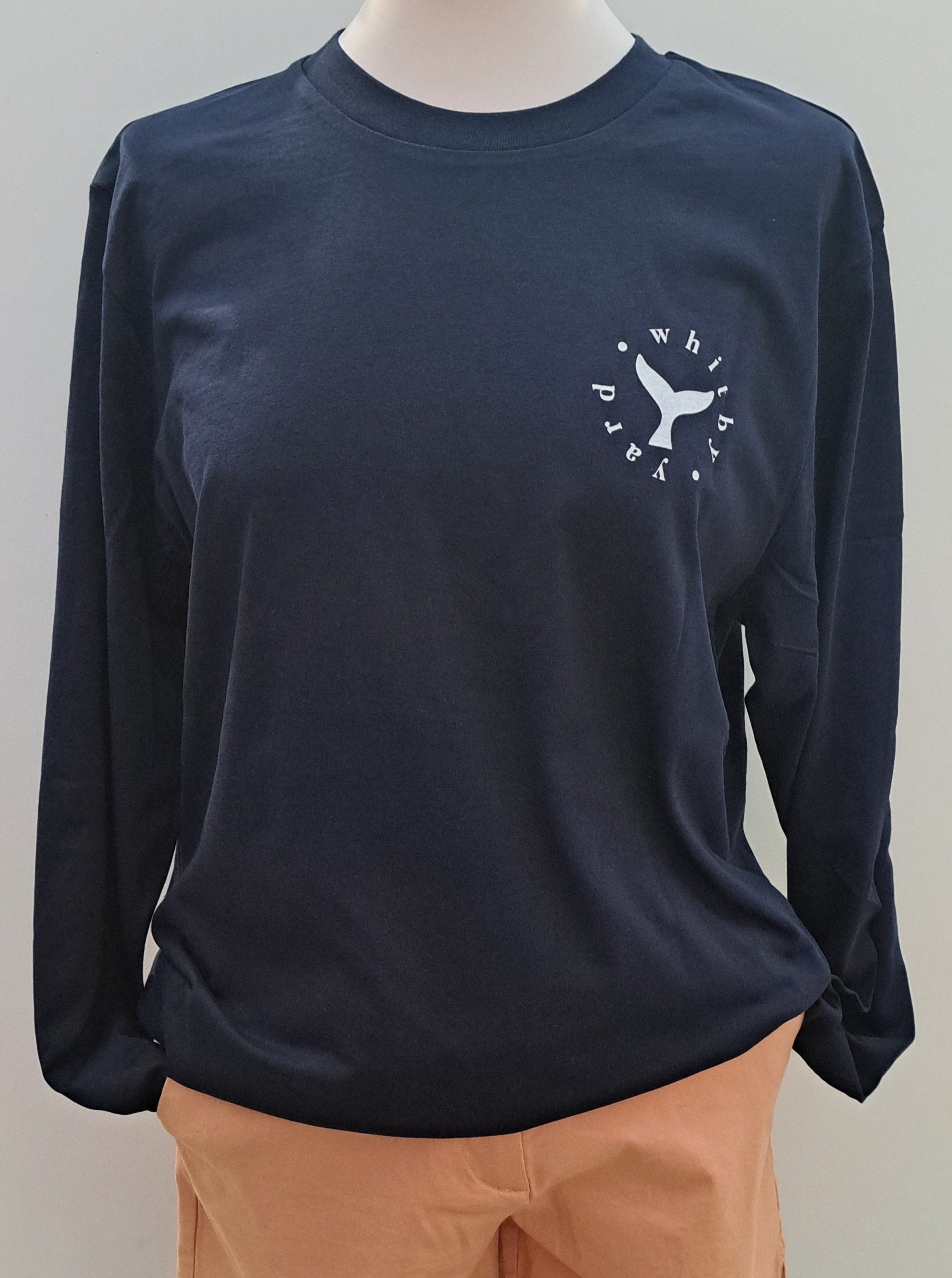 Unisex Long Sleeve T Shirt ‘Saltburn Circle’ - Navy