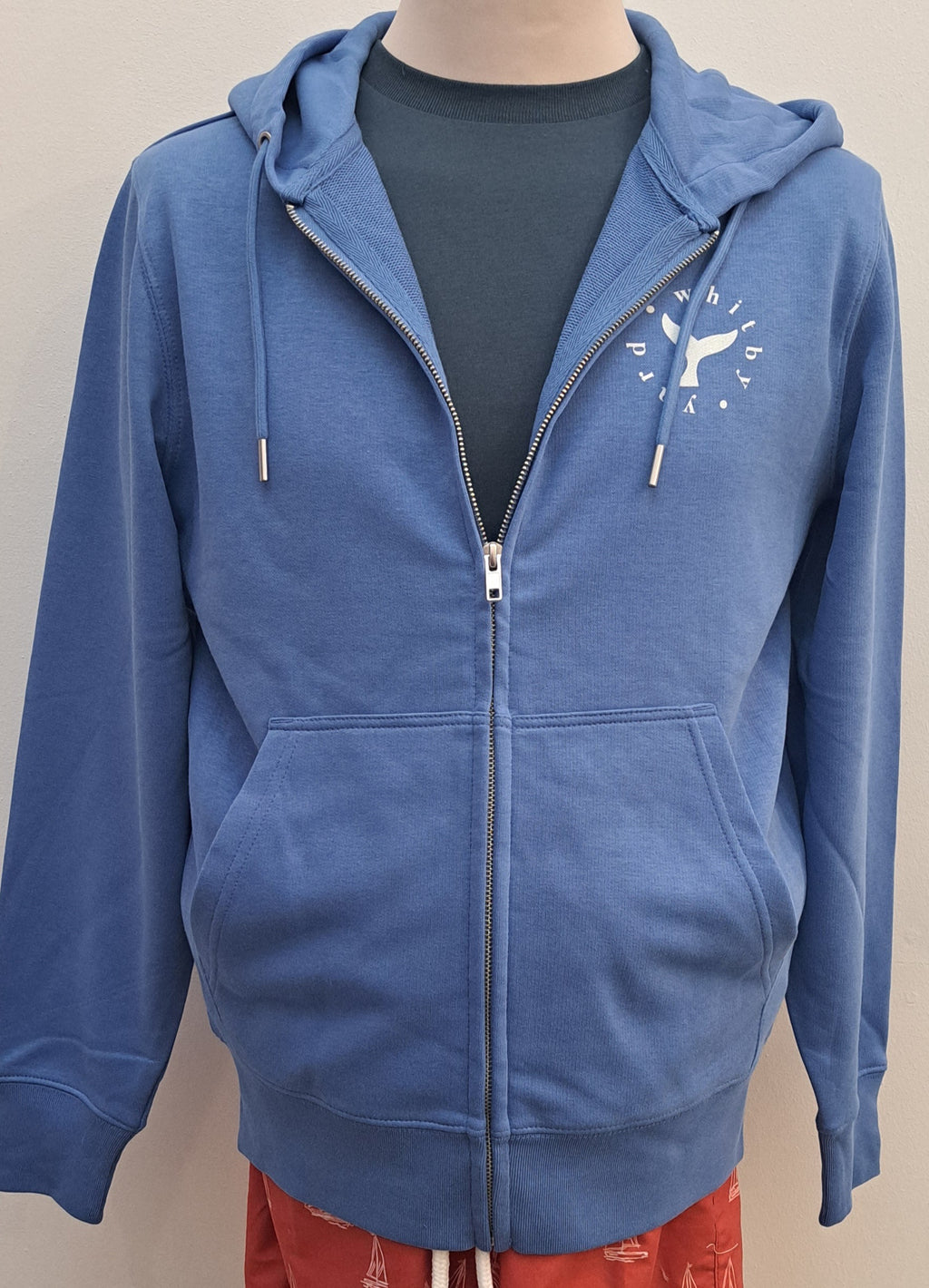Unisex Hoodie Full Zip ‘Saltburn Fin’ - Bright Blue