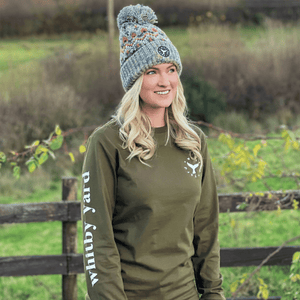 Unisex Long Sleeve T Shirt ‘Whitby Yard Text’ - Khaki