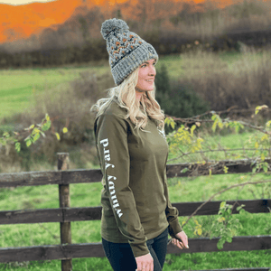 Unisex Long Sleeve T Shirt ‘Whitby Yard Text’ - Khaki