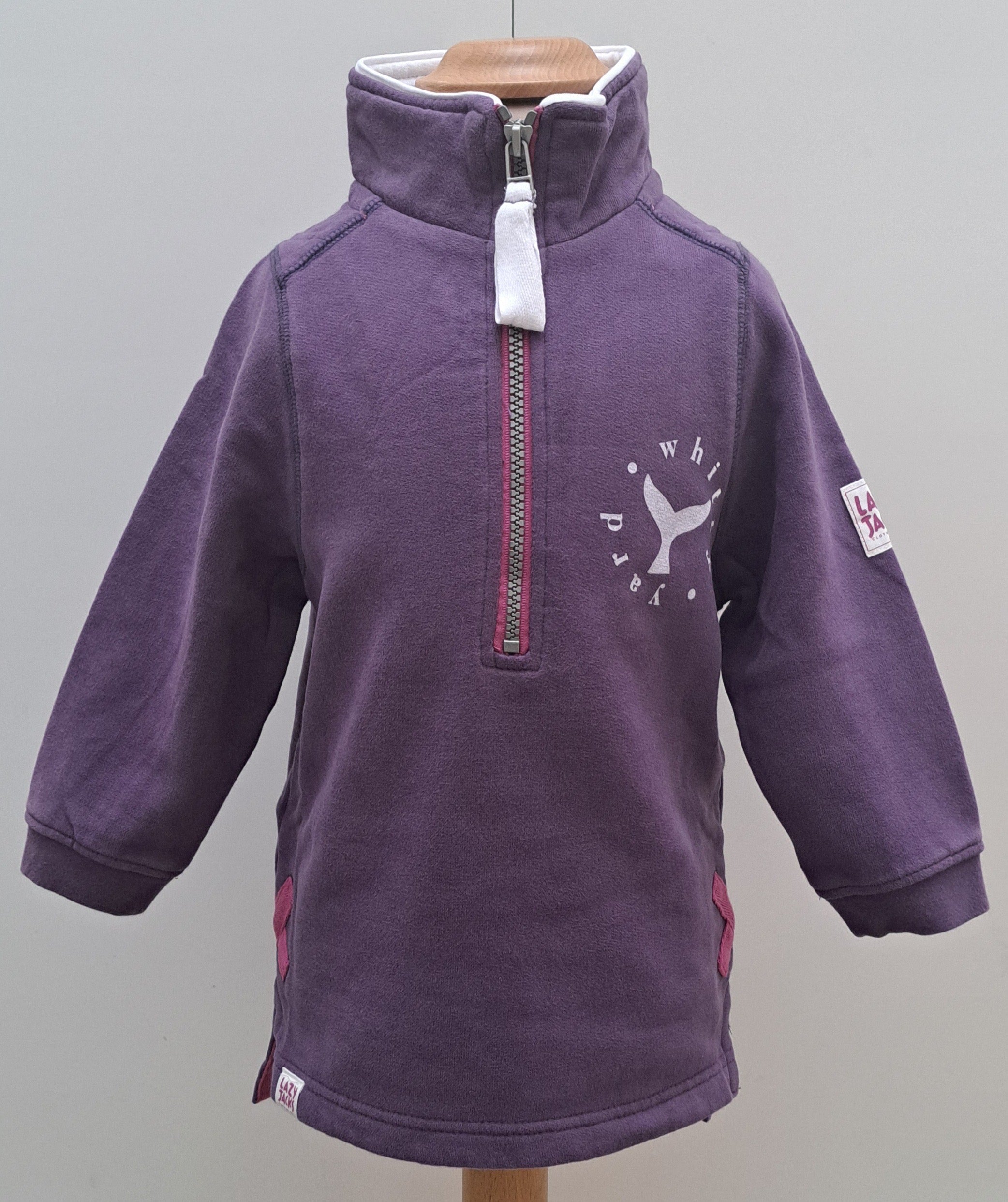 Kid’s Sweatshirt Lazy Jacks Age 1/2 ‘Whale Tail’ 1/4 Zip - (various colours)