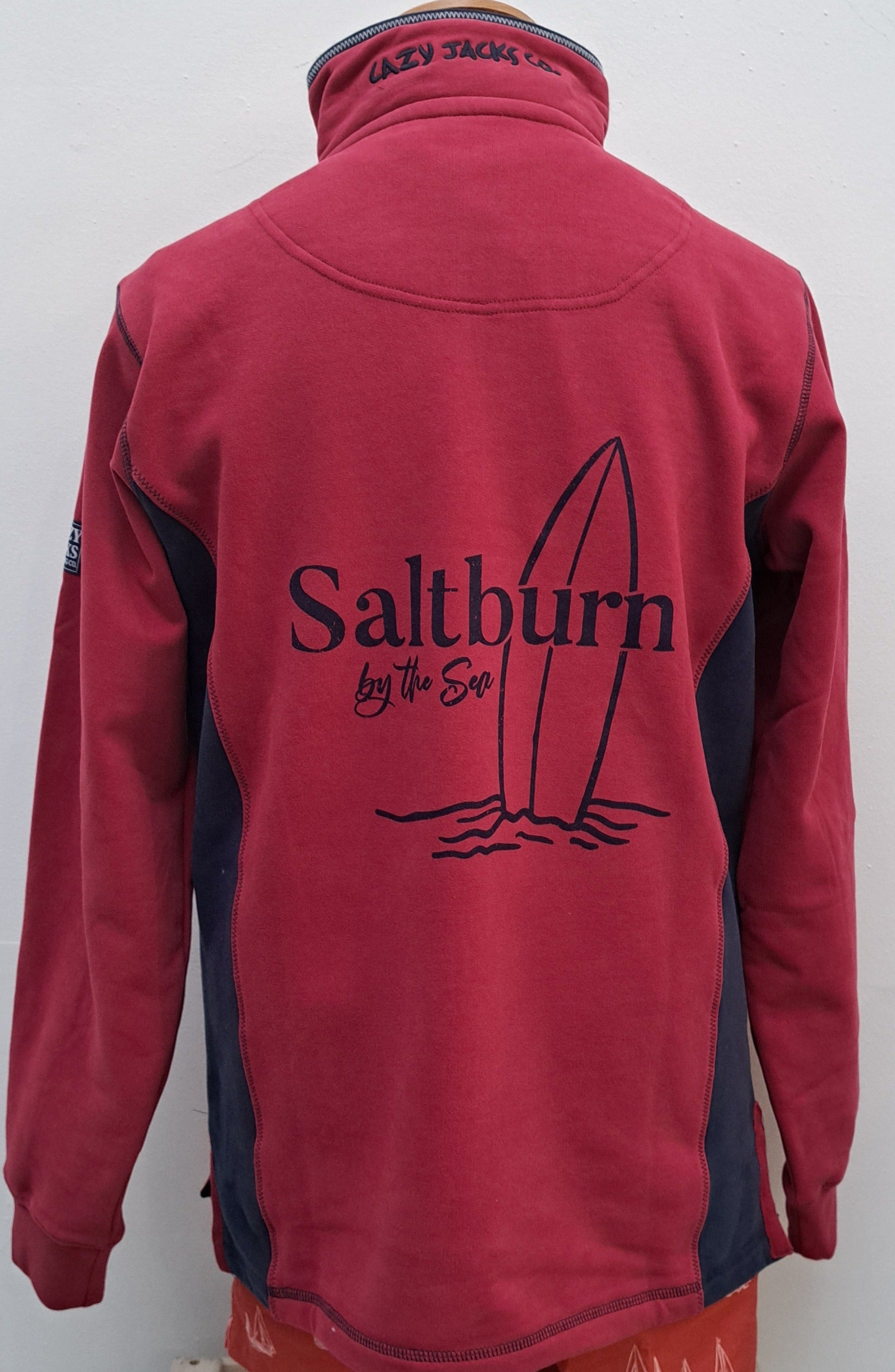 Men’s Sweatshirt Lazy Jacks ‘Saltburn Surfboard’ 1/4 Zip - Rouge