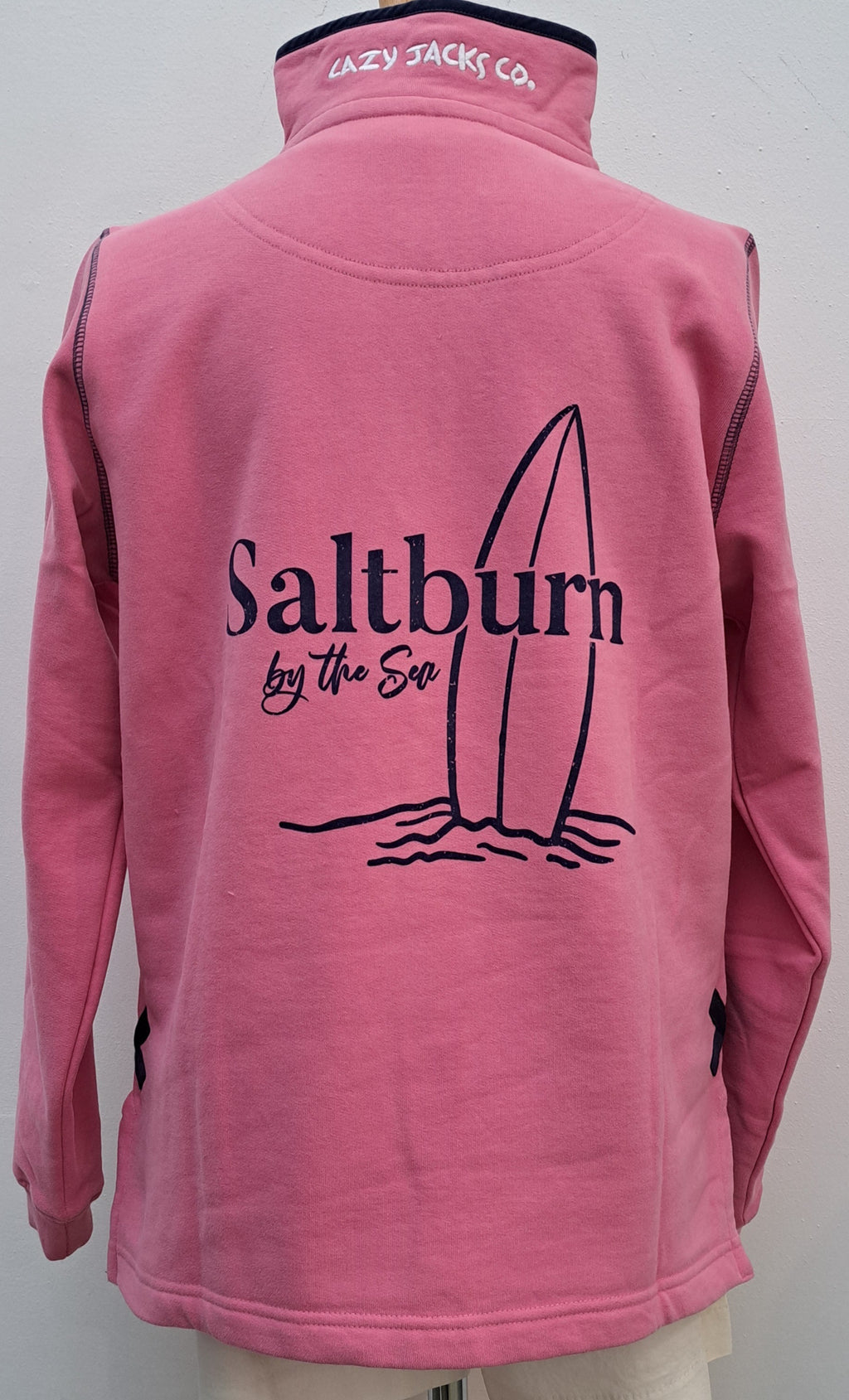 Women’s Sweatshirt Lazy Jacks ‘Saltburn Surfboard’ 1/4 Zip - Salmon