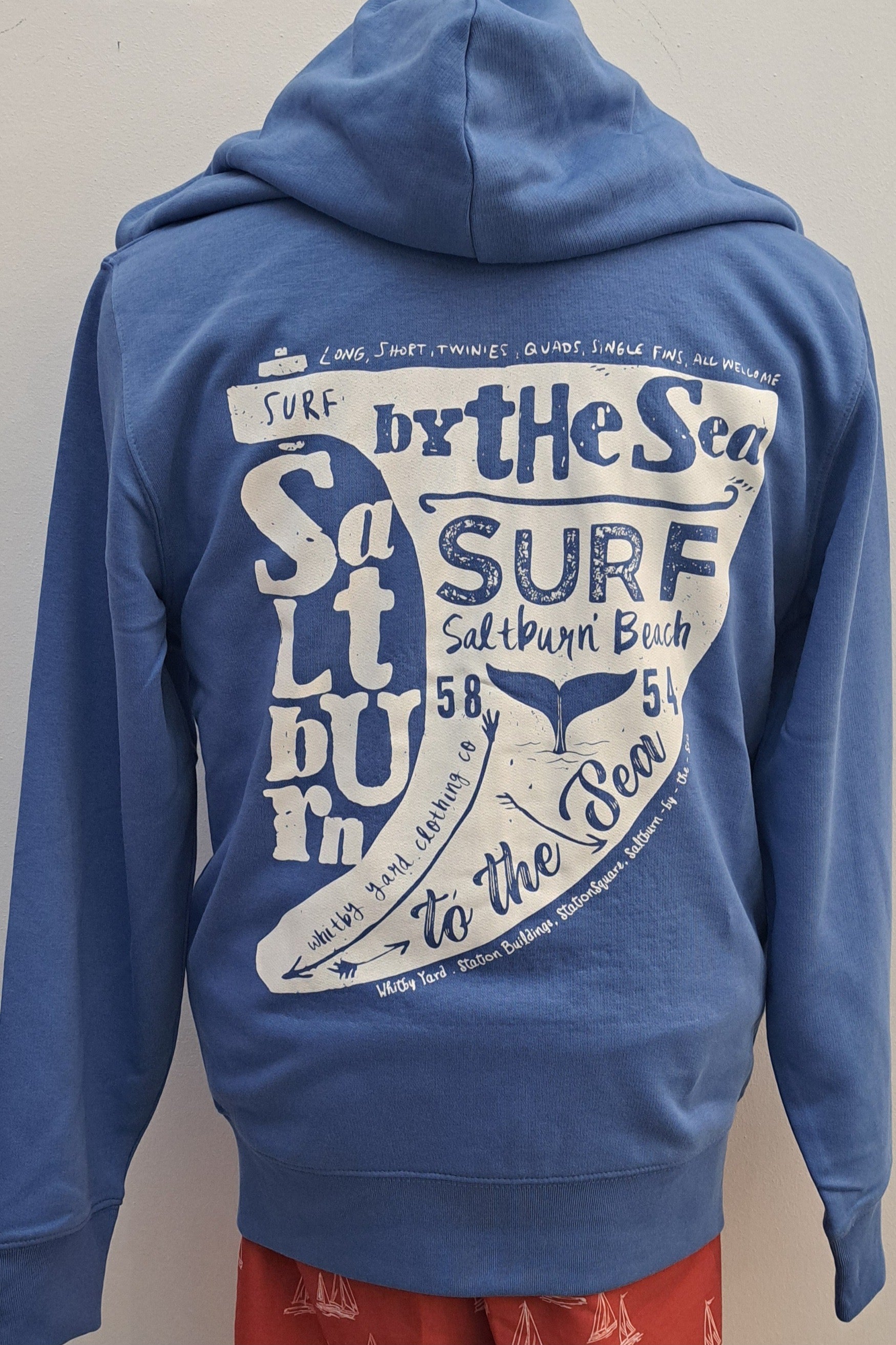 Unisex Hoodie Full Zip ‘Saltburn Fin’ - Bright Blue