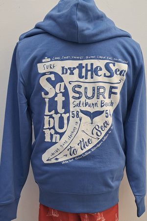 Unisex Hoodie Full Zip ‘Saltburn Fin’ - Bright Blue