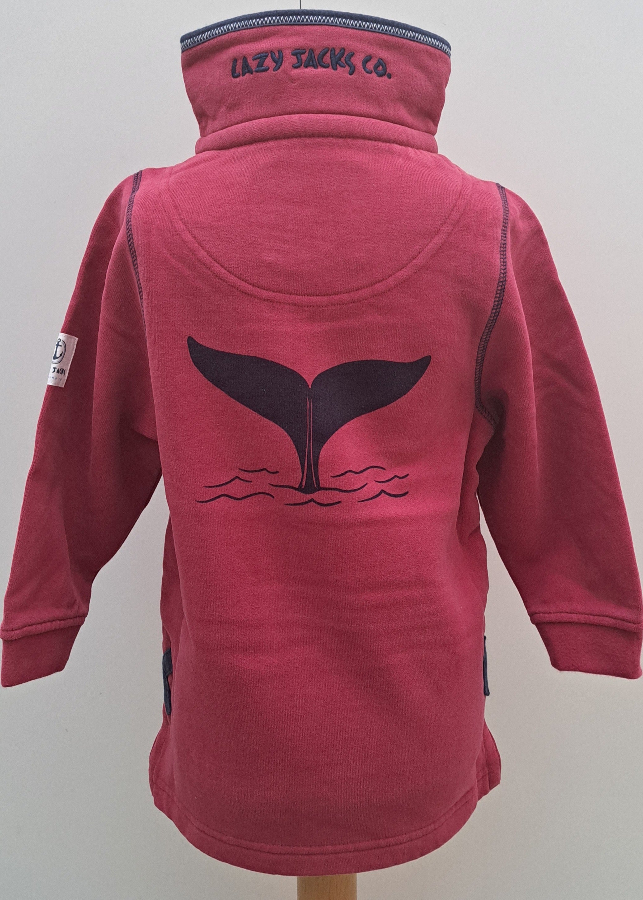 Kid’s Sweatshirt Lazy Jacks Age 1/2 ‘Whale Tail’ 1/4 Zip - (various colours)