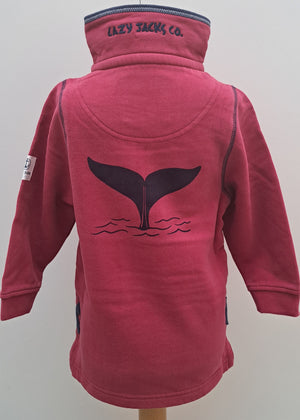 Kid’s Sweatshirt Lazy Jacks Age 1/2 ‘Whale Tail’ 1/4 Zip - (various colours)
