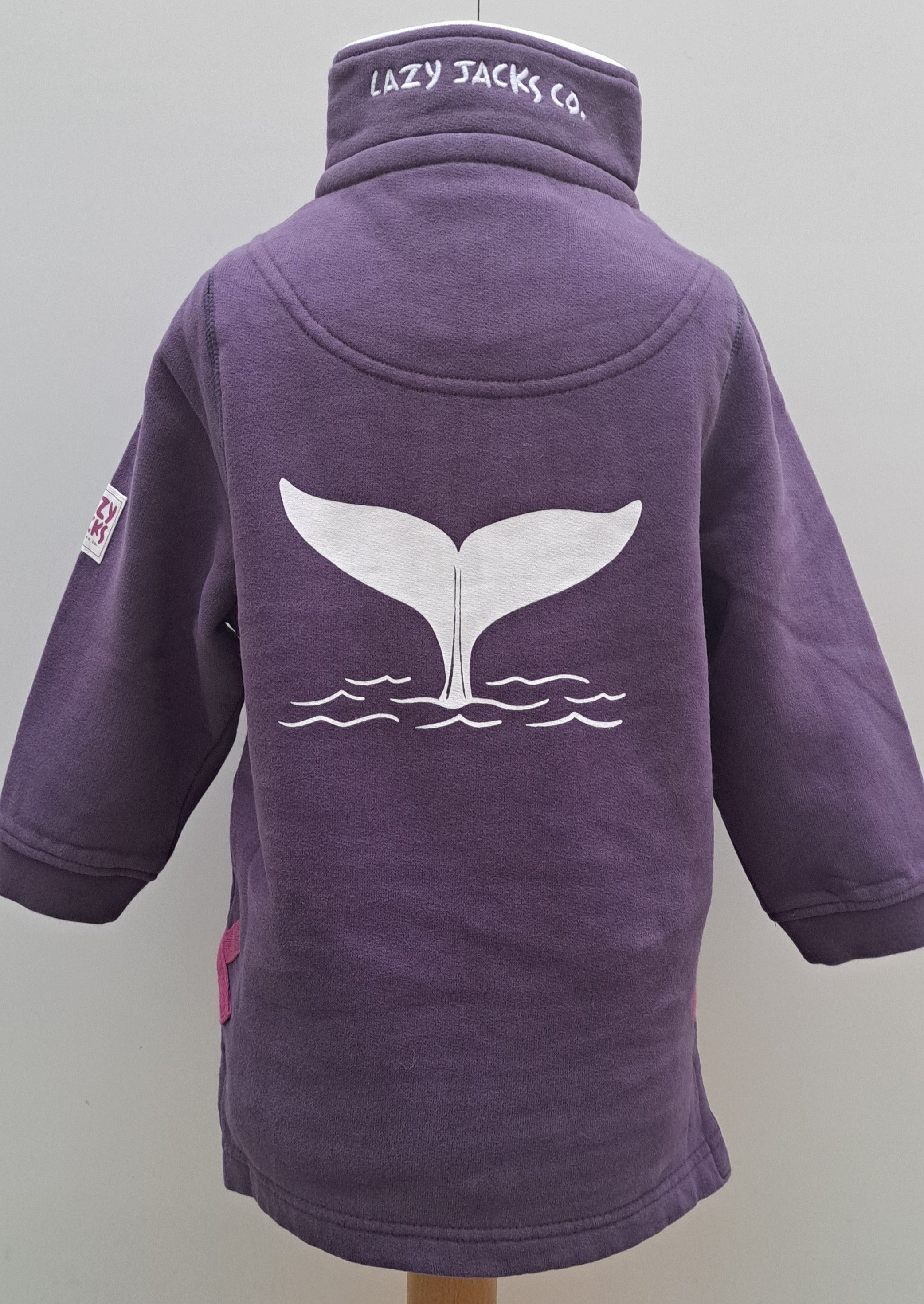 Kid’s Sweatshirt Lazy Jacks Age 1/2 ‘Whale Tail’ 1/4 Zip - (various colours)
