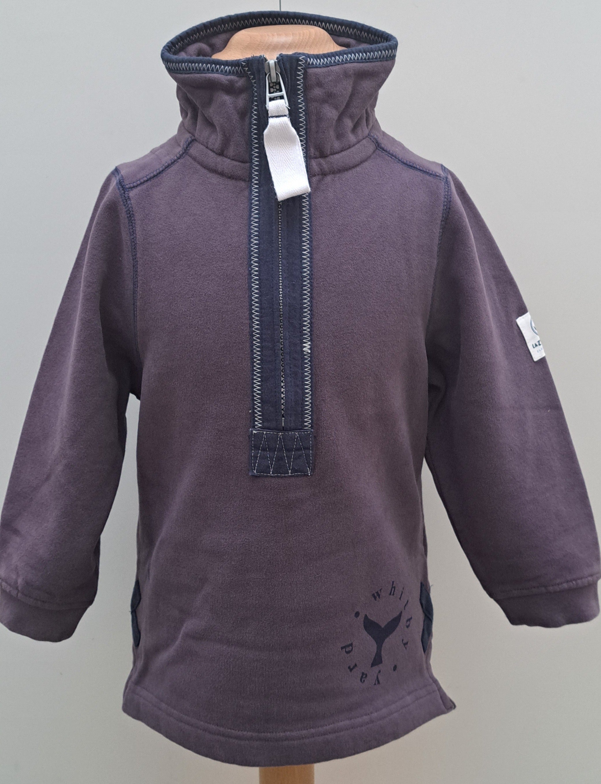 Kid’s Sweatshirt Lazy Jacks Age 1/2 ‘Whale Tail’ 1/4 Zip - (various colours)