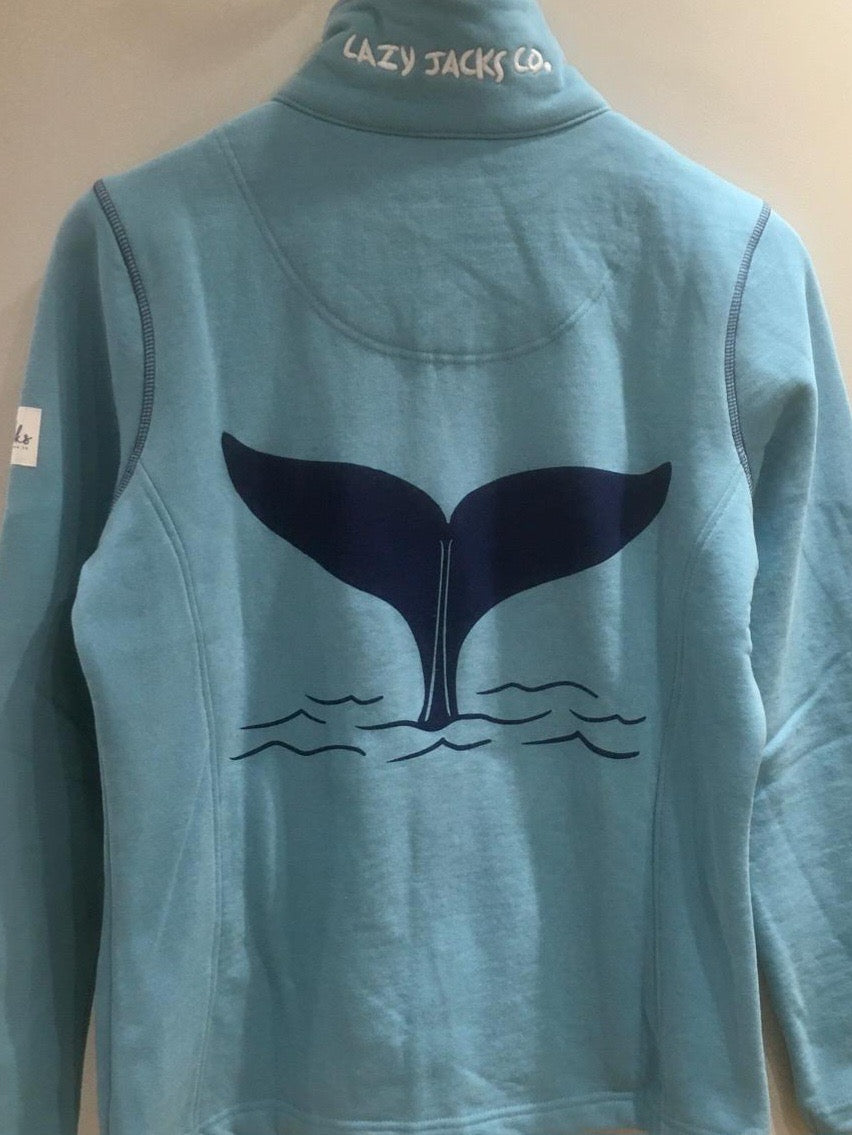 Women’s Sweatshirt Lazy Jacks ‘Whale Tail’ Full Zip - Spearmint