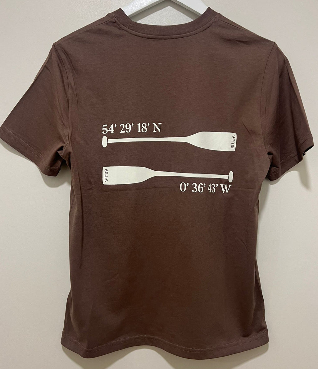 Unisex T Shirt ‘Oars with coordinates’ - Brown