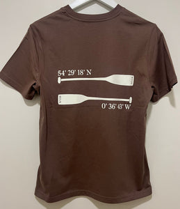Unisex T Shirt ‘Oars with coordinates’ - Brown