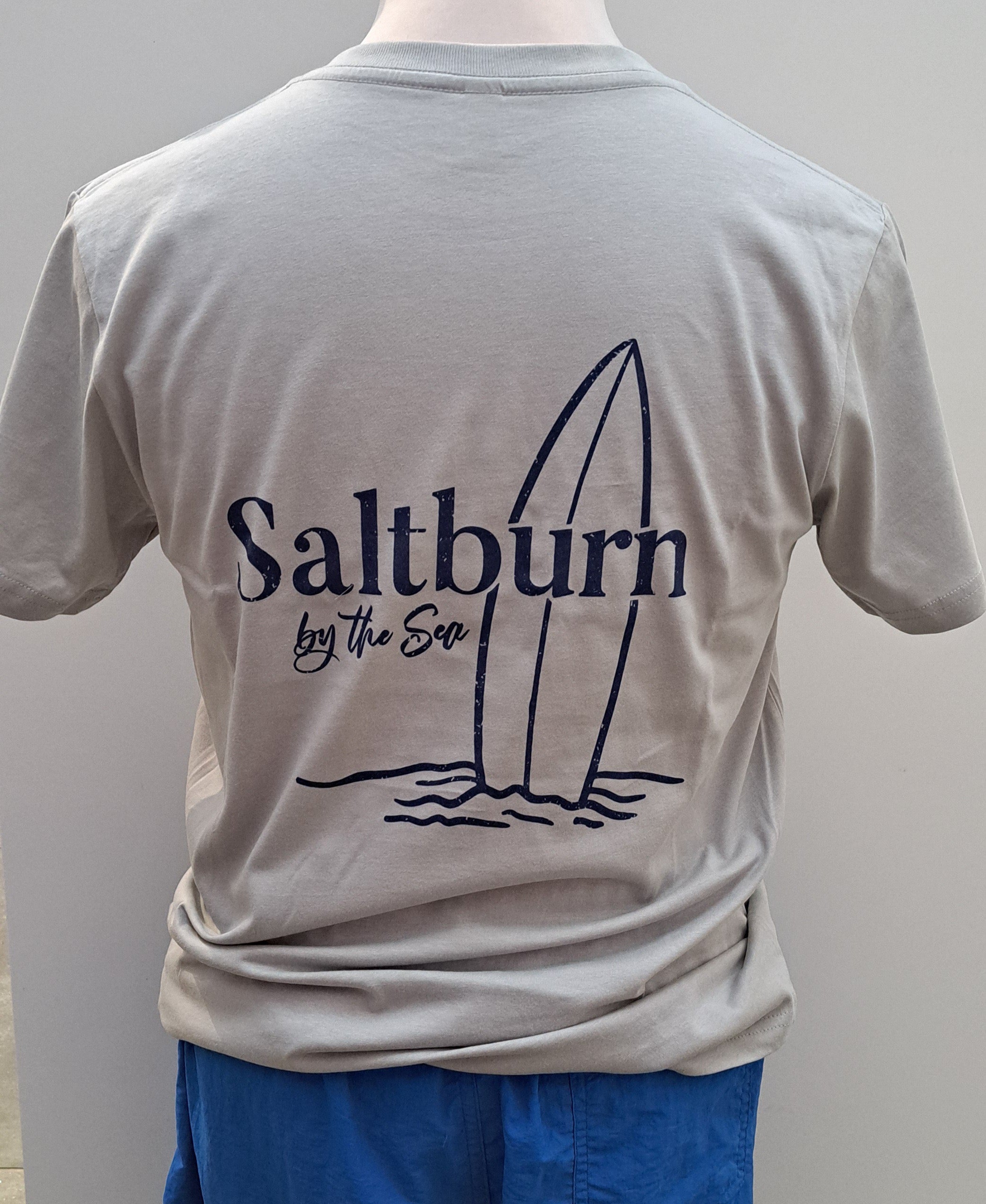 Unisex T Shirt ‘Saltburn Surfboard’ - Grey
