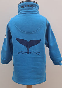 Kid’s Sweatshirt Lazy Jacks ‘Whale Tail’ 1/4 Zip - Blue Lagoon