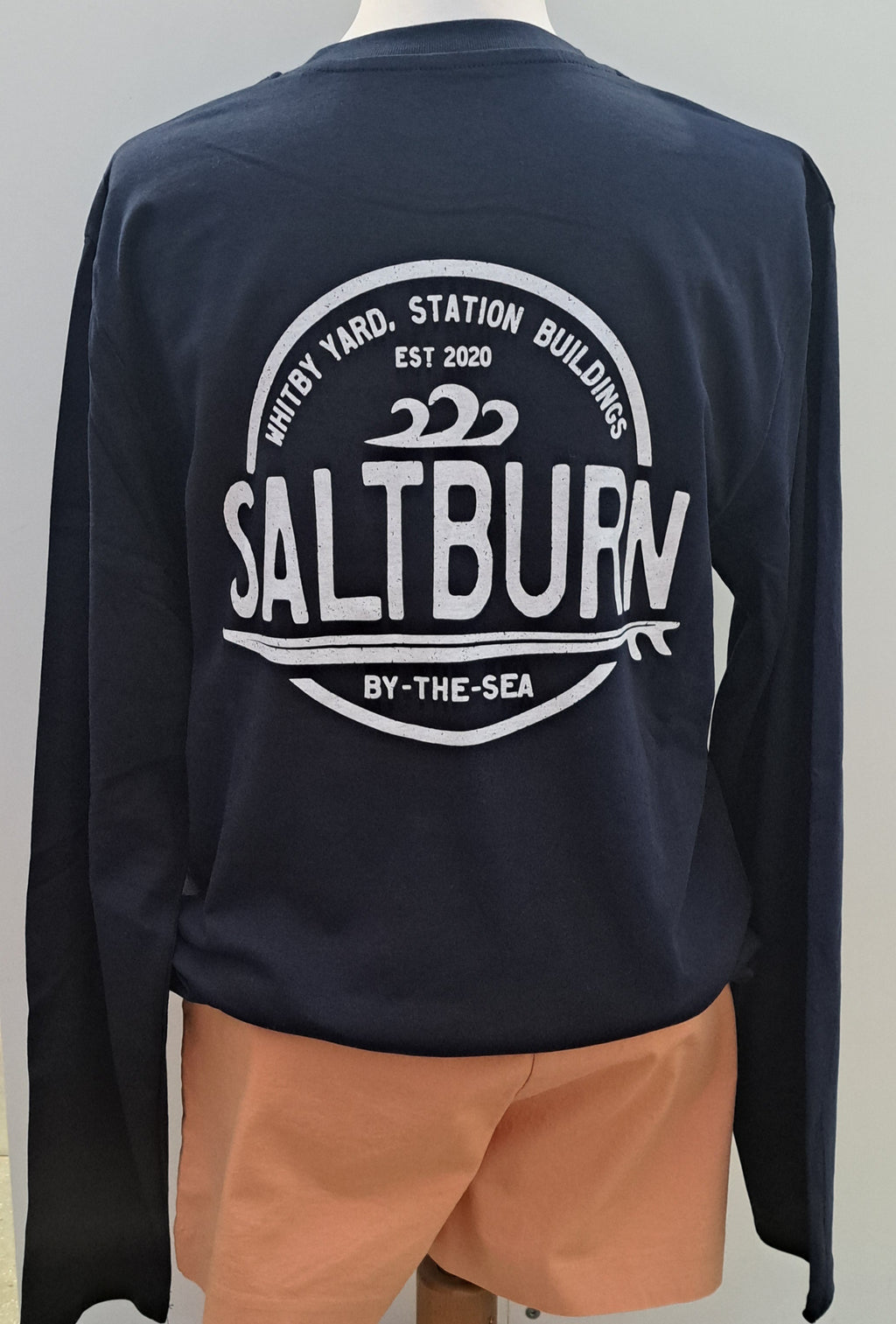 Unisex Long Sleeve T Shirt ‘Saltburn Circle’ - Navy