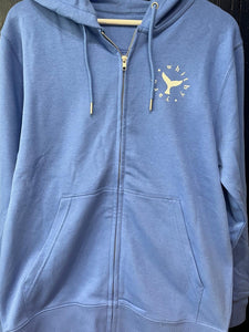 Unisex Hoodie Full Zip ‘Whitby Yard Logo’ - Bright Blue
