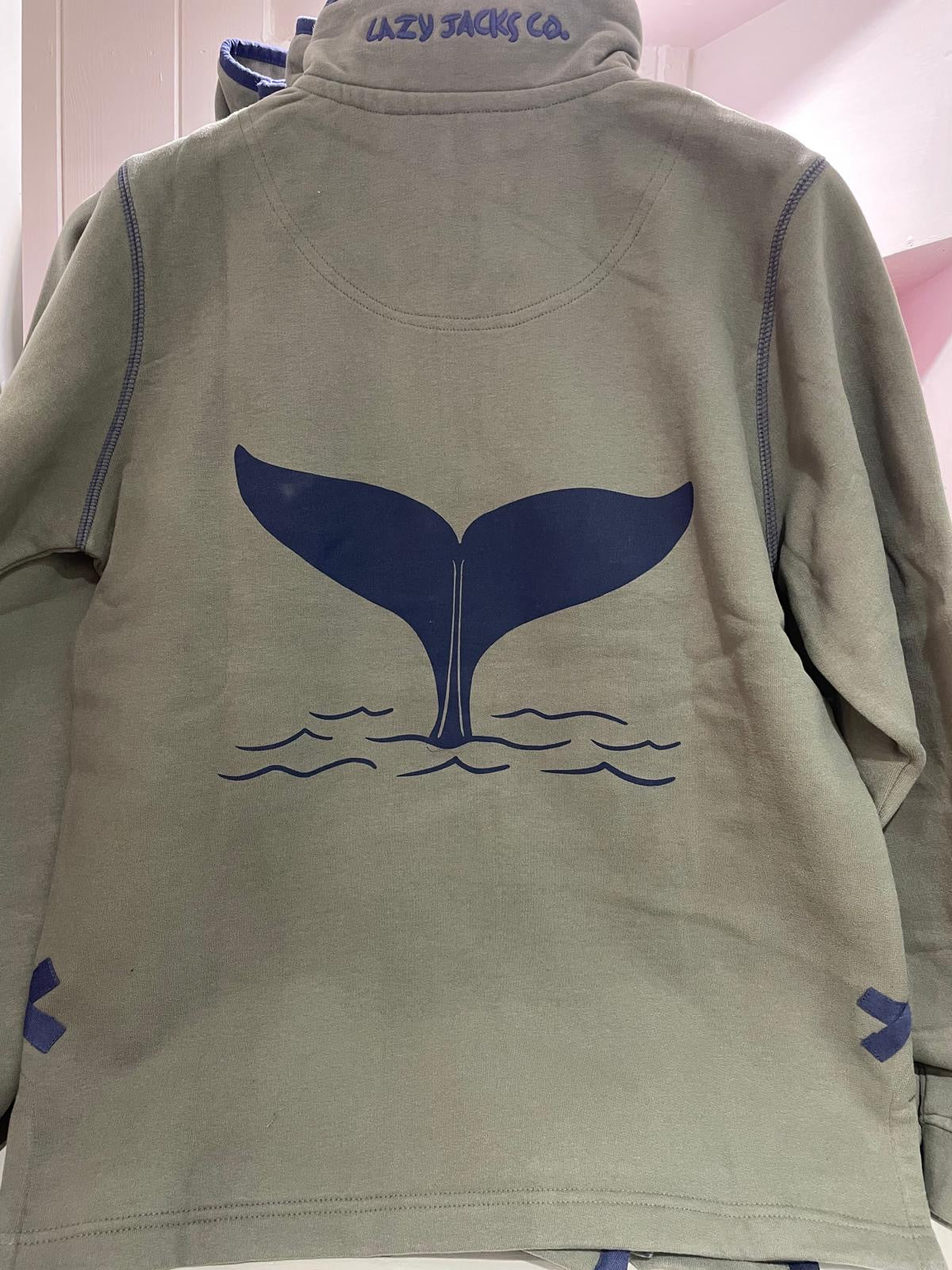 Women’s Sweatshirt Lazy Jacks ‘Whale Tail’ 1/4 Zip - Khaki