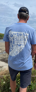 Unisex Saltburn Fin Design T shirt in Swimmer Blue