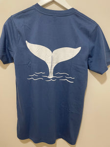 Unisex Whale tail T shirt in Blue