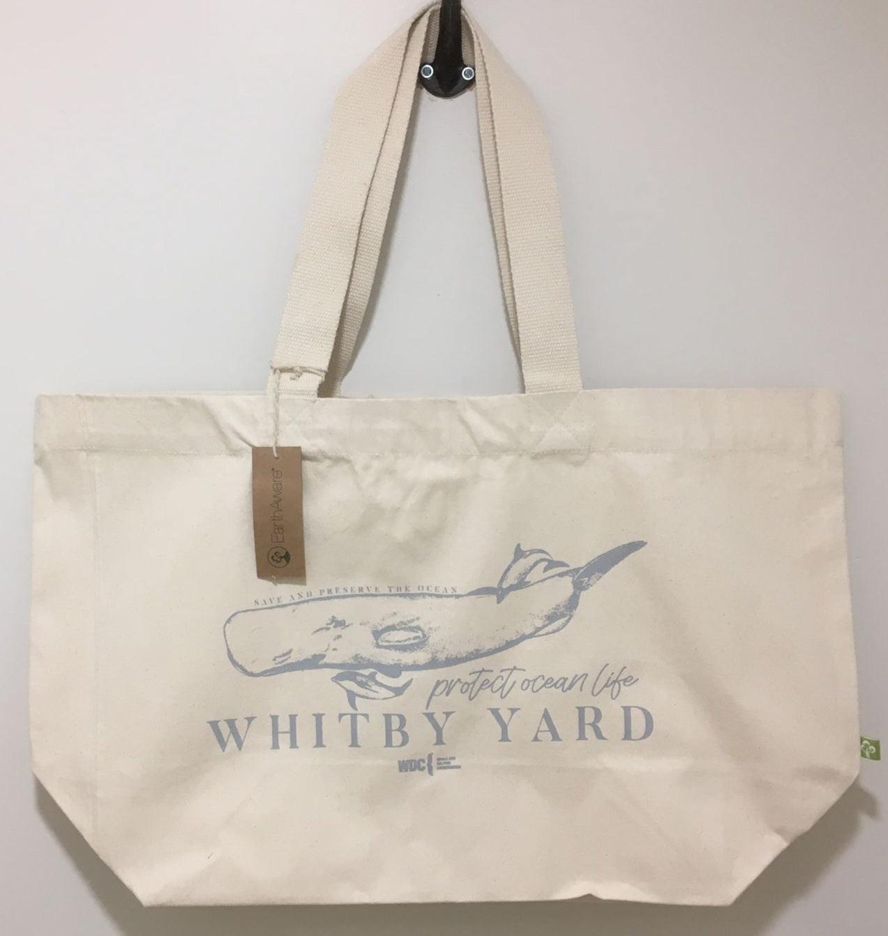Whitby Yard ‘Whale & Dolphin Conservation’ design Organic Cotton Shopping Bag