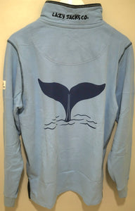 Mens Lazy Jacks  1/4 Zip Sweat shirt -Whale Tail Design Sky