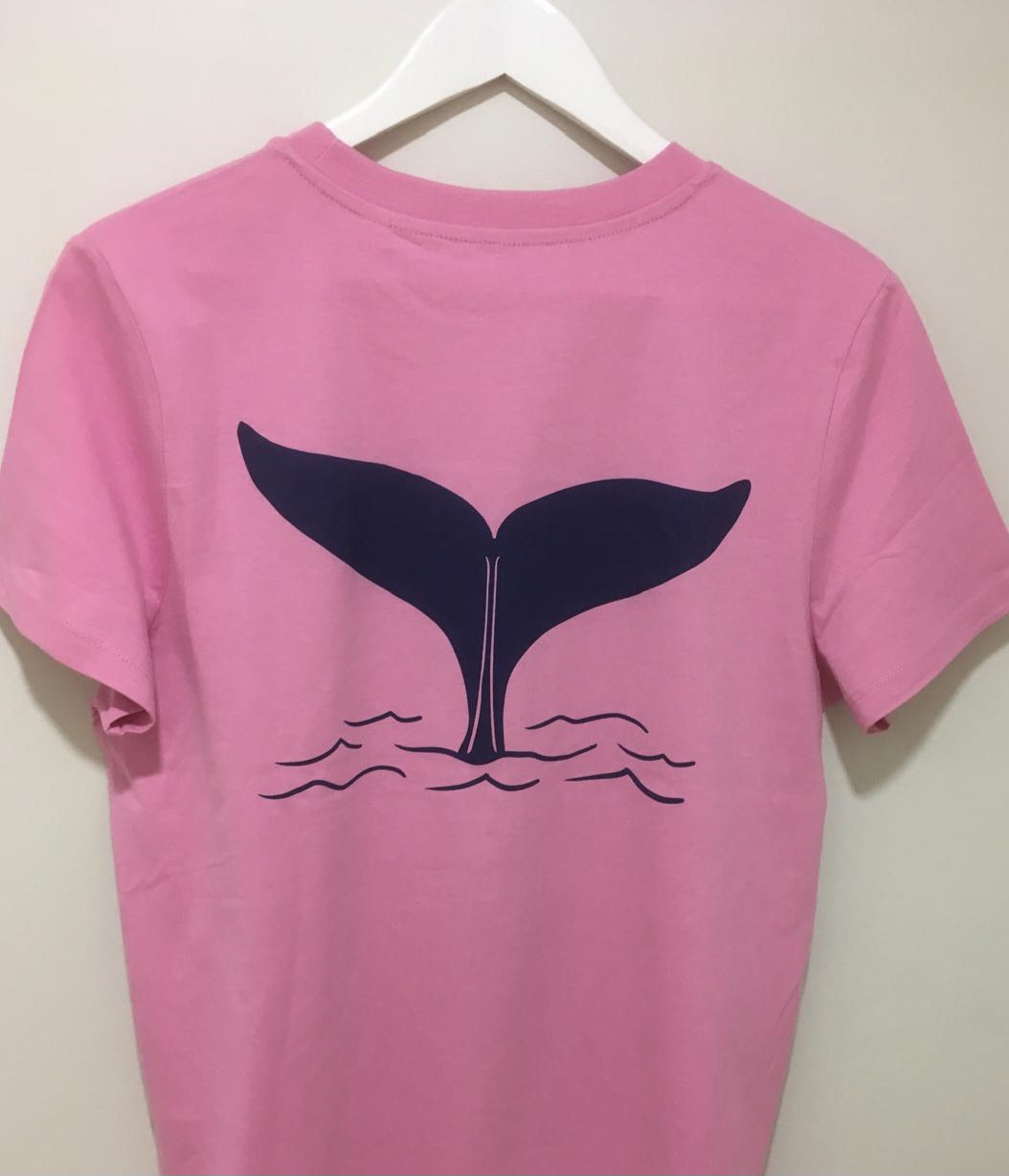 Women’s Whale Tail T shirt in Bubble Pink