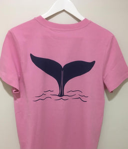 Women’s Whale Tail T shirt in Bubble Pink