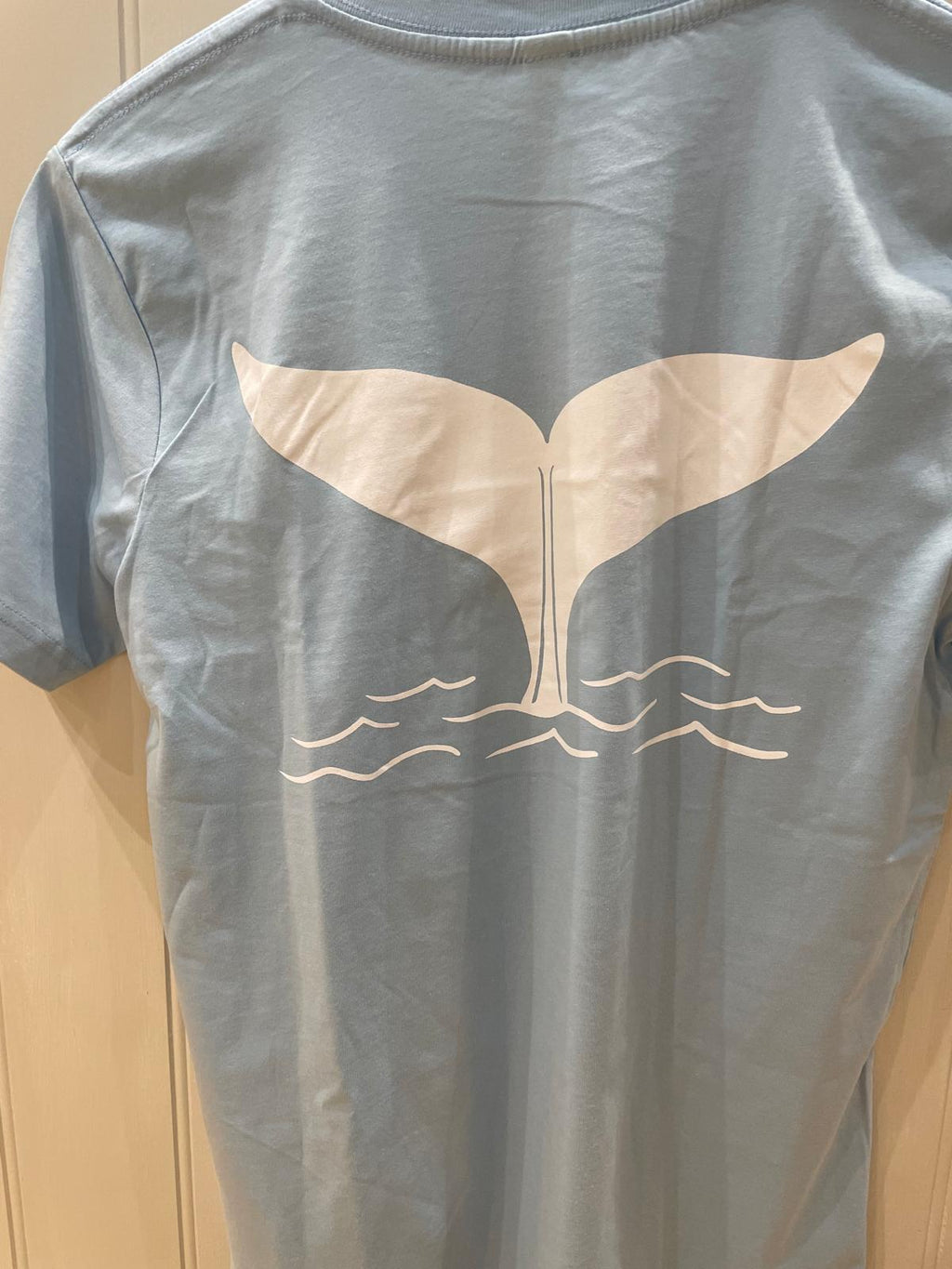 Unisex Whale tail T shirt in Light Blue