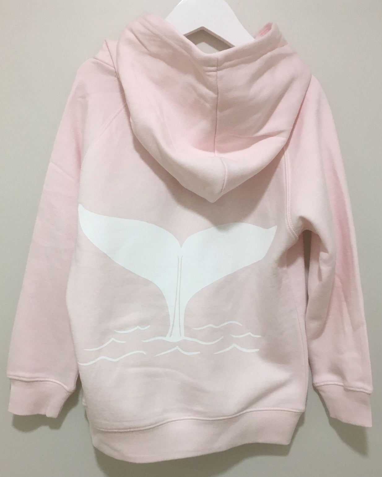 Children's Whale Tail Pullover Hoodie in Pale Pink