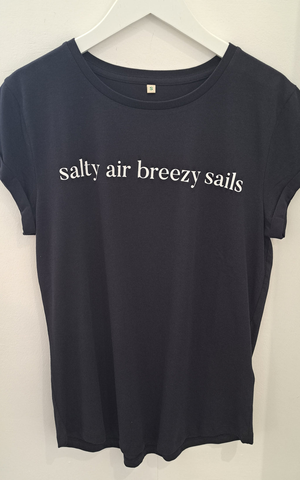 Women's T Shirt ‘Salty Air Breezy Sails' - Navy