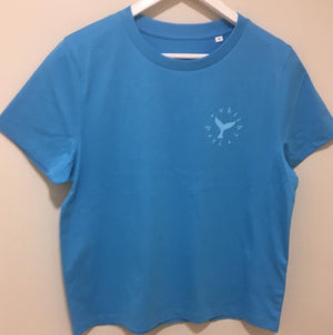 Women’s ‘Rowing Whale’ T shirt in Aqua