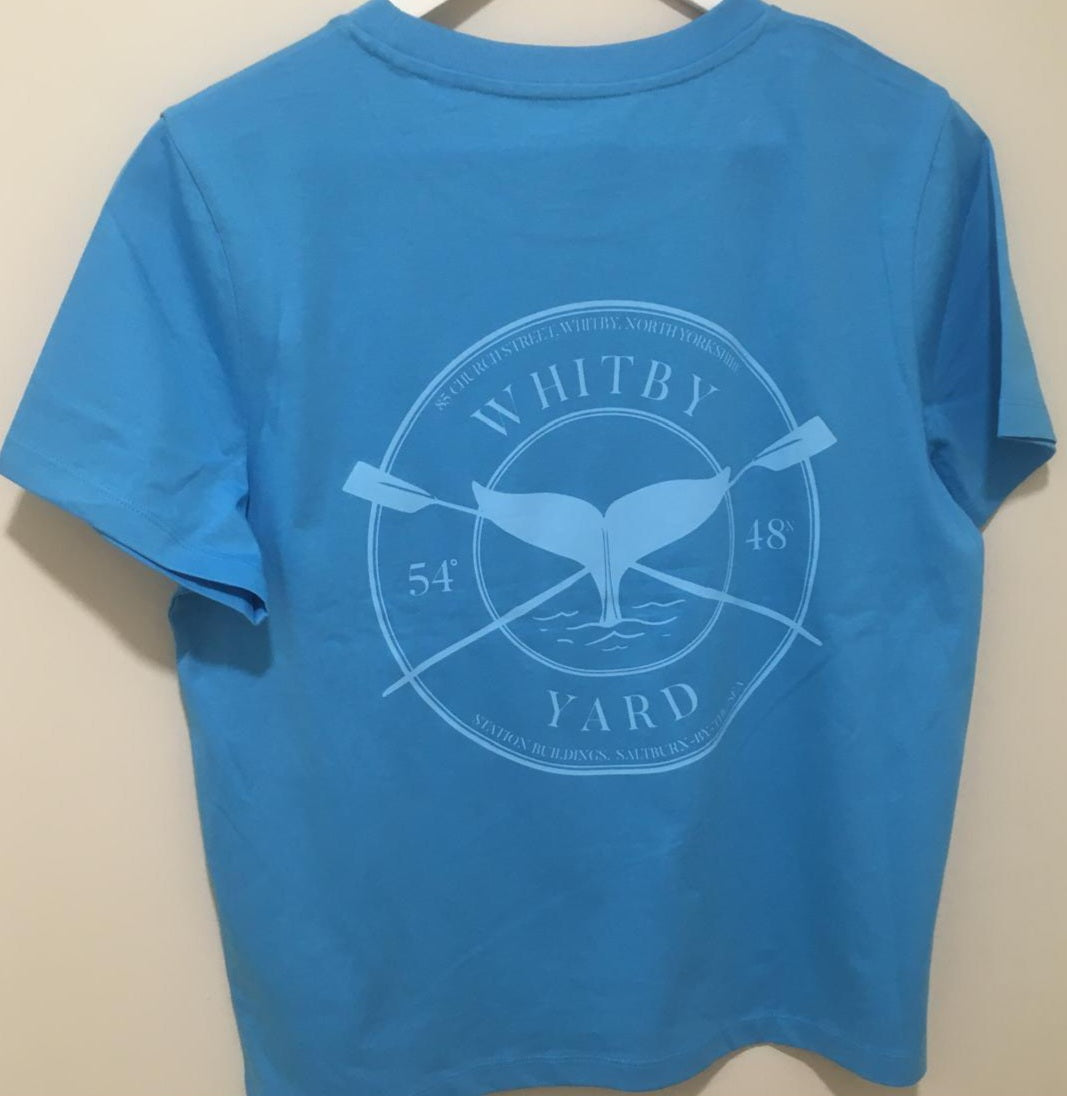 Women’s ‘Rowing Whale’ T shirt in Aqua