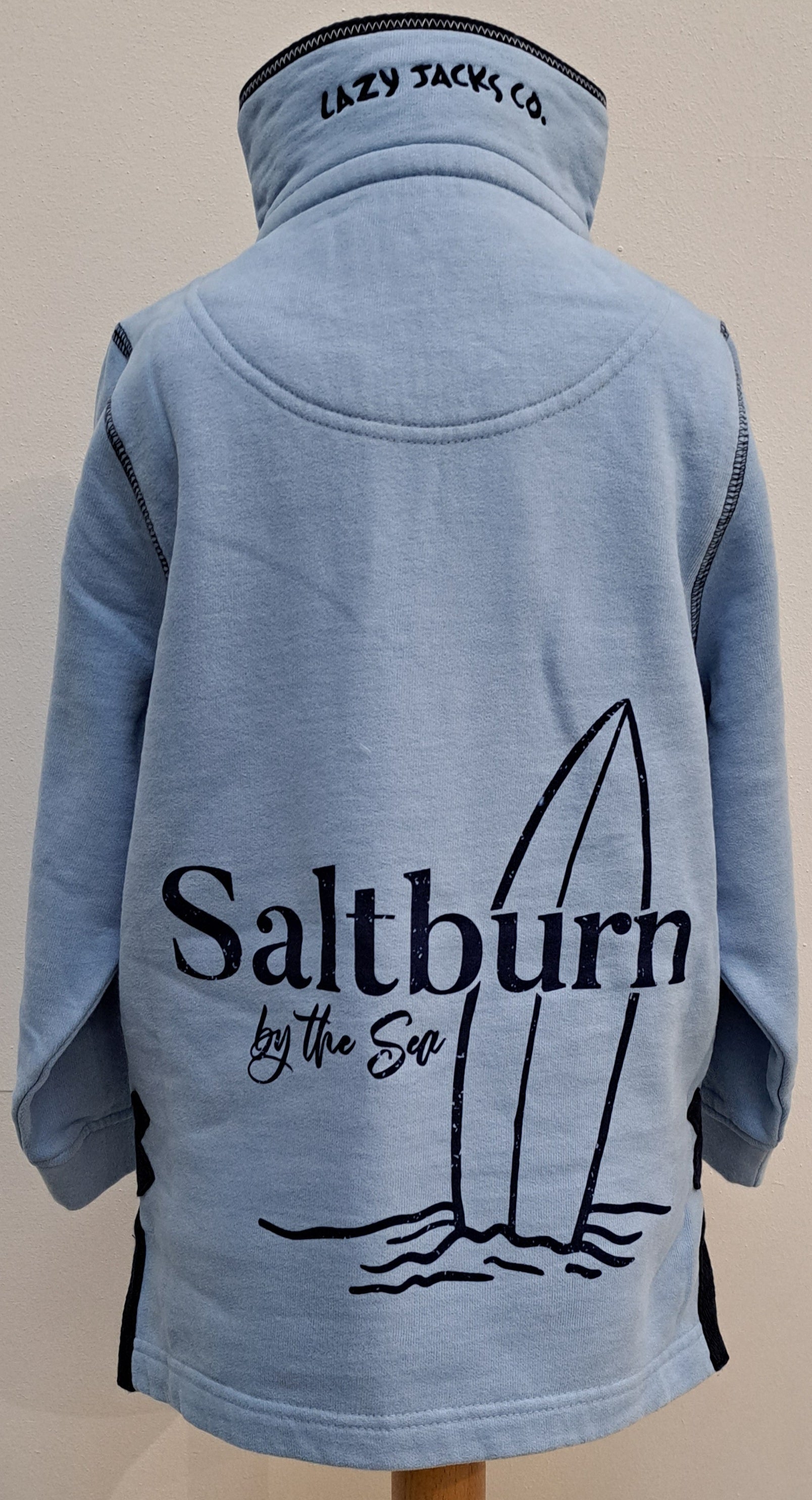 Kids Lazy Jacks  1/4 Zip Sweat shirt in Sky - 'Saltburn Surfboard’