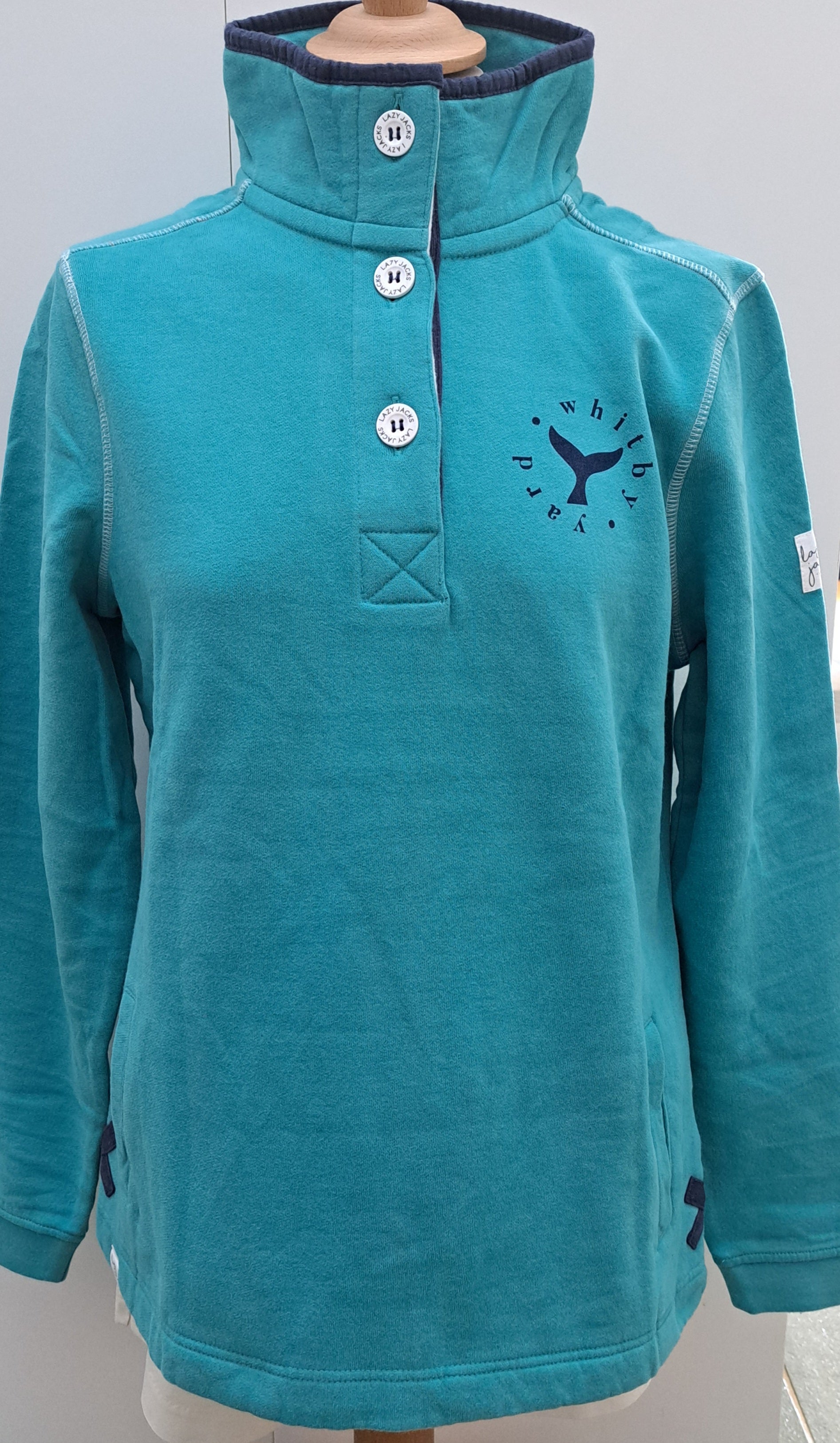 Womens Button Neck Sweatshirt - 'Saltburn Surfboard’ Design - Aquarius