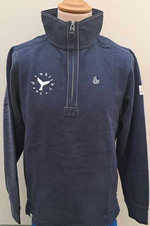 Mens Lazy Jacks  1/4 Zip Sweat shirt - ‘Saltburn Surfboard’ Design Marine