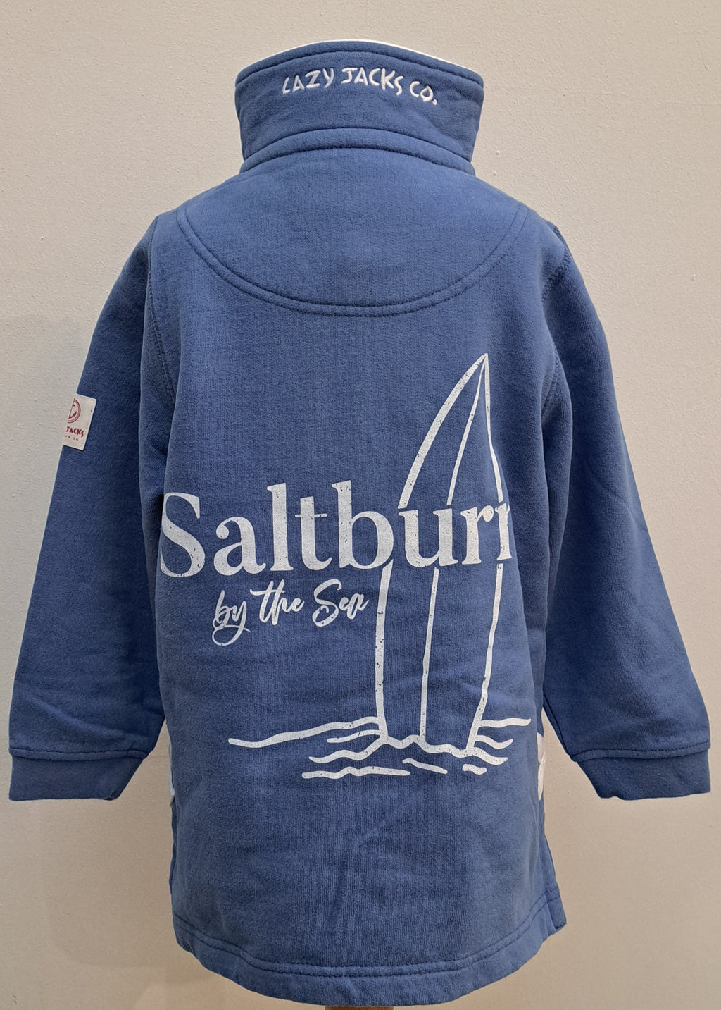 Kids Lazy Jacks  1/4 Zip Sweat shirt in Sapphire - 'Saltburn Surfboard’