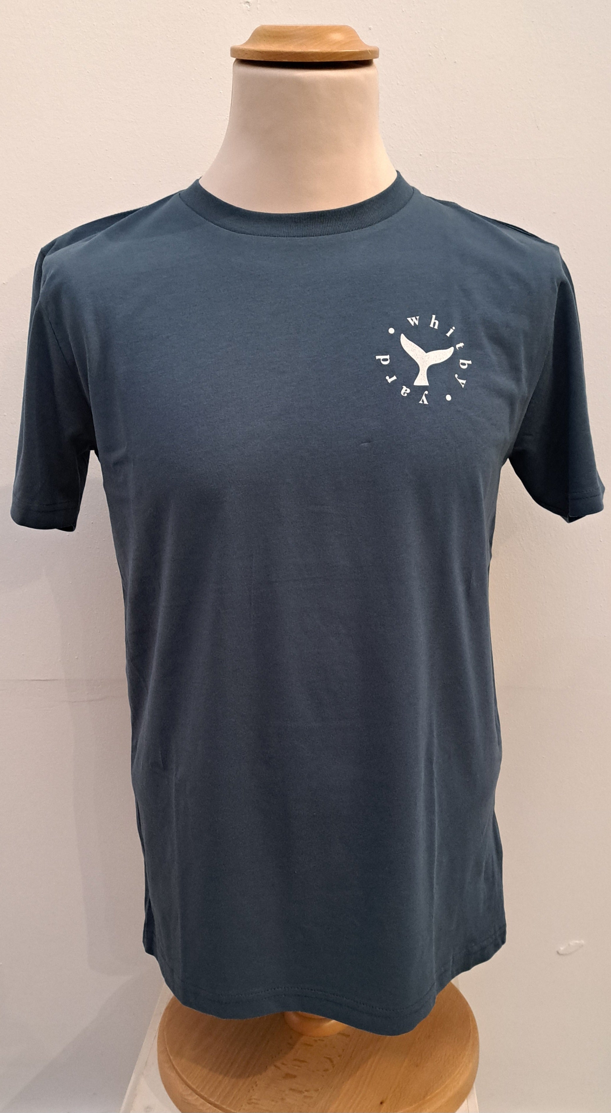 Unisex Saltburn Fin Design T shirt in Denim Blue