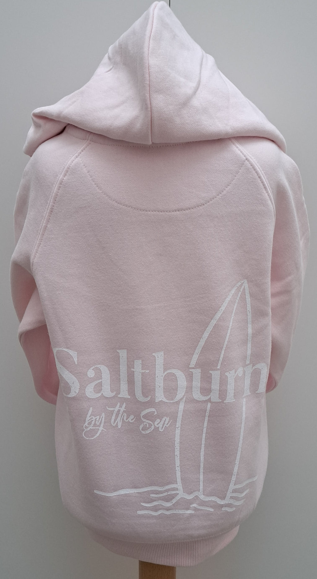 Childrens Saltburn Surfboard pullover hoodie in Pale Pink