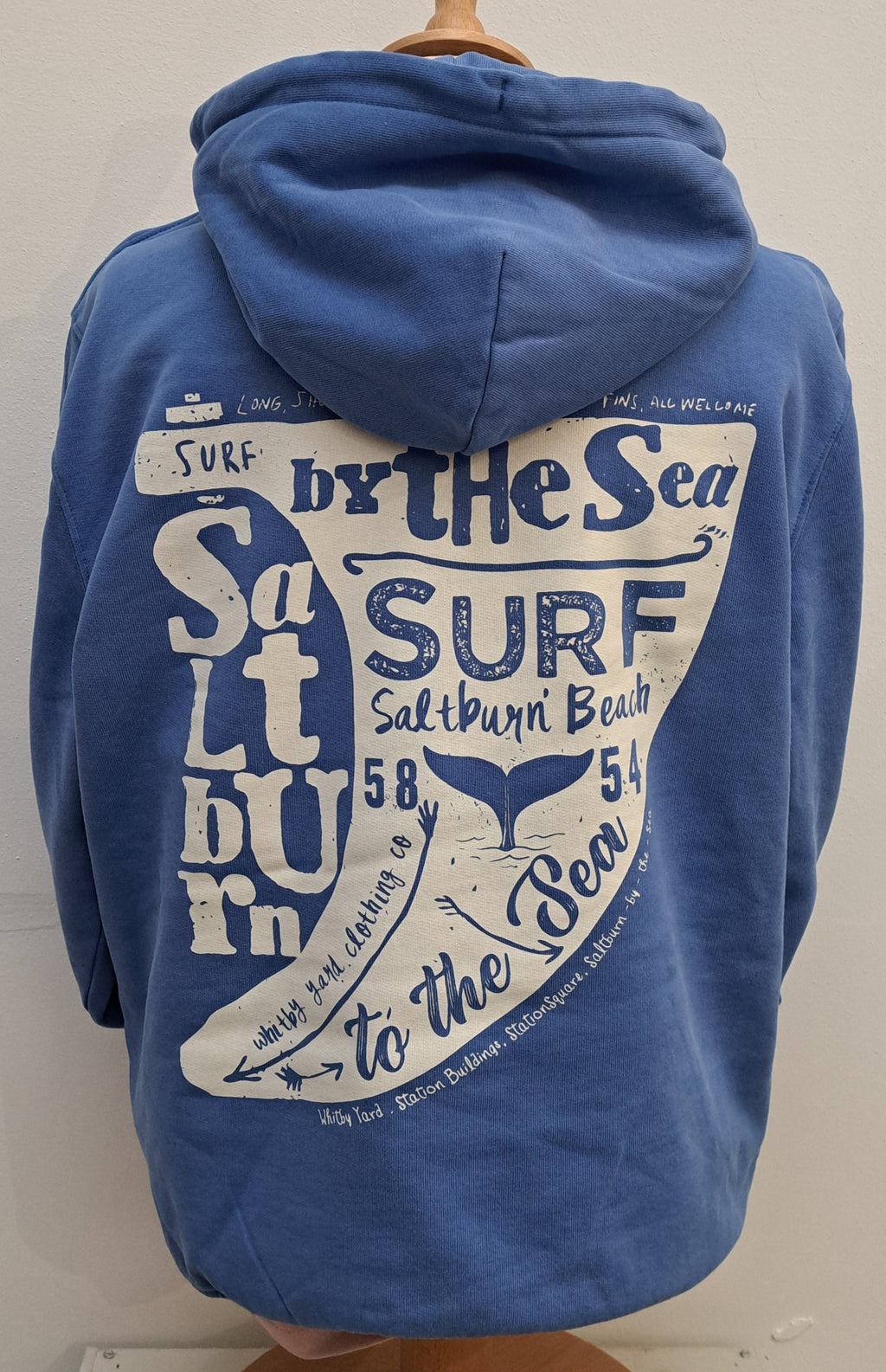Unisex Saltburn Fin Design Hoodie in Bright Blue