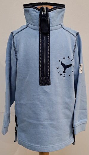 Kids Lazy Jacks  1/4 Zip Sweat shirt in Sky - 'Saltburn Surfboard’