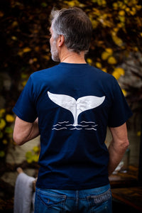 Unisex Whale tail T shirt in Navy