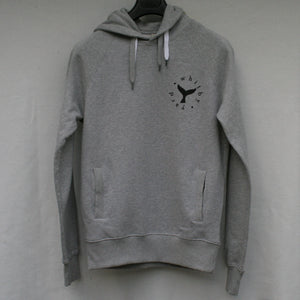 Unisex Whale Tail Pullover Hoodie in Grey
