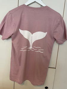 Unisex Whale Tail T shirt in Purple Rose