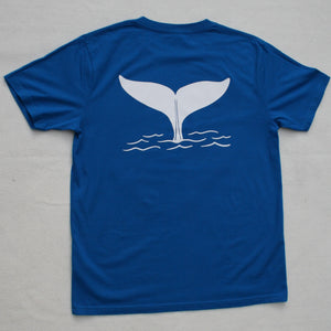Unisex Whale tail T shirt in Bright Blue
