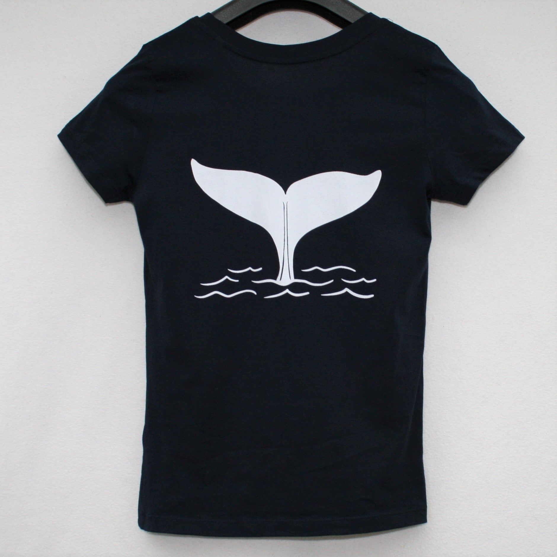Womens Whale tail T shirt in Denim Blue