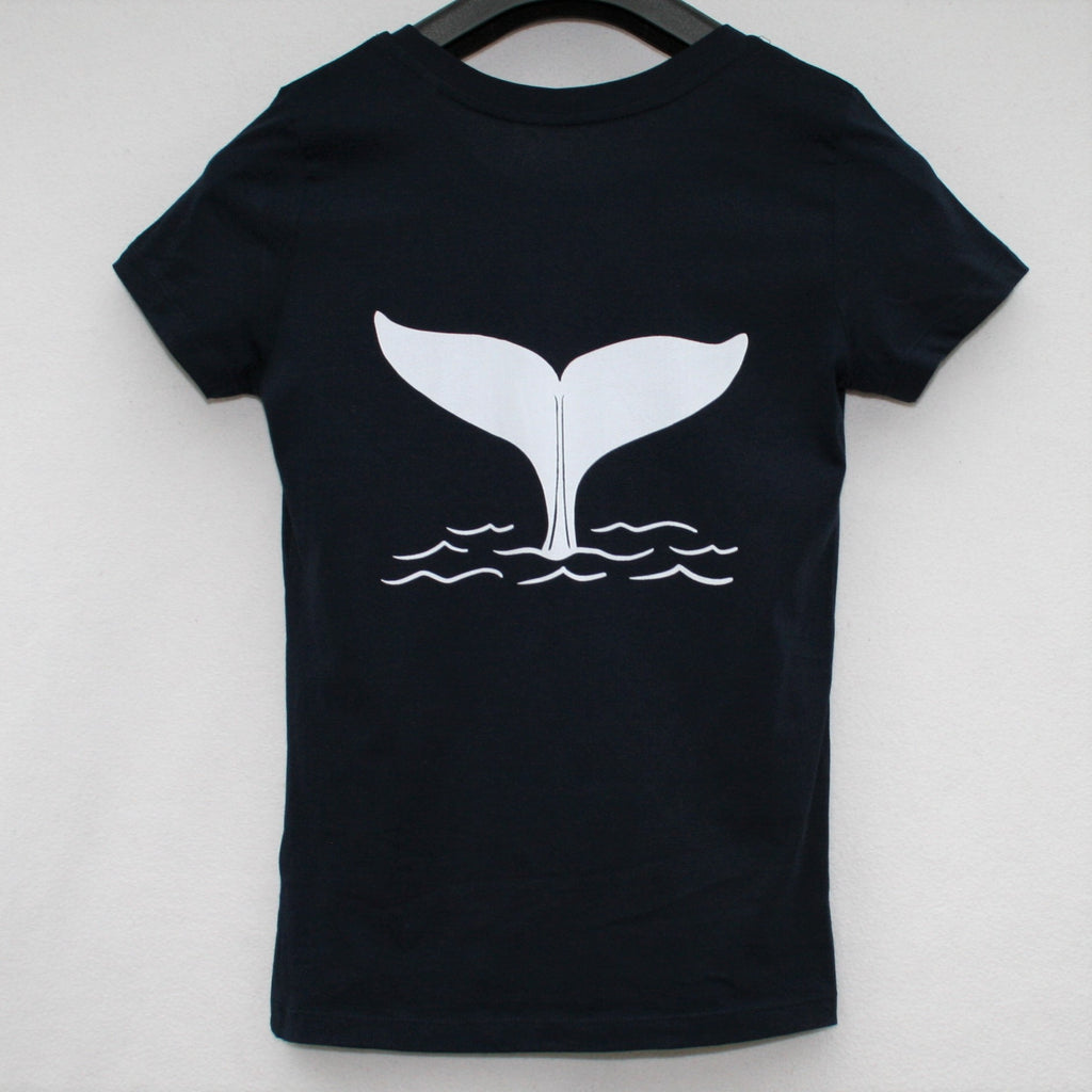 Unisex Whale tail T shirt in Denim Blue