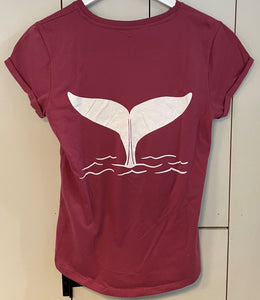 Women's  Whale Tail T shirt in Berry