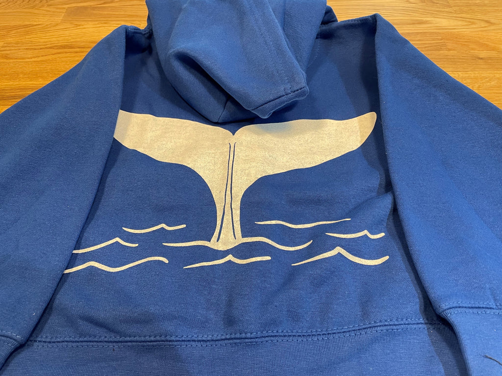 Childrens Whale Tail full Zip Hoodie in Bright Blue